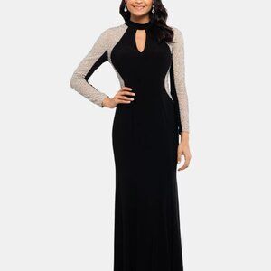 XSCAPE Embellished Mock-Neck Illusion Prom Gown Size 2